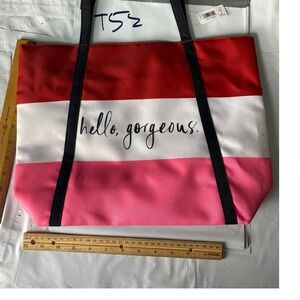 Victoria's‎ Secret Pink Striped Tote Bag Hello Gorgeous Beach Travel